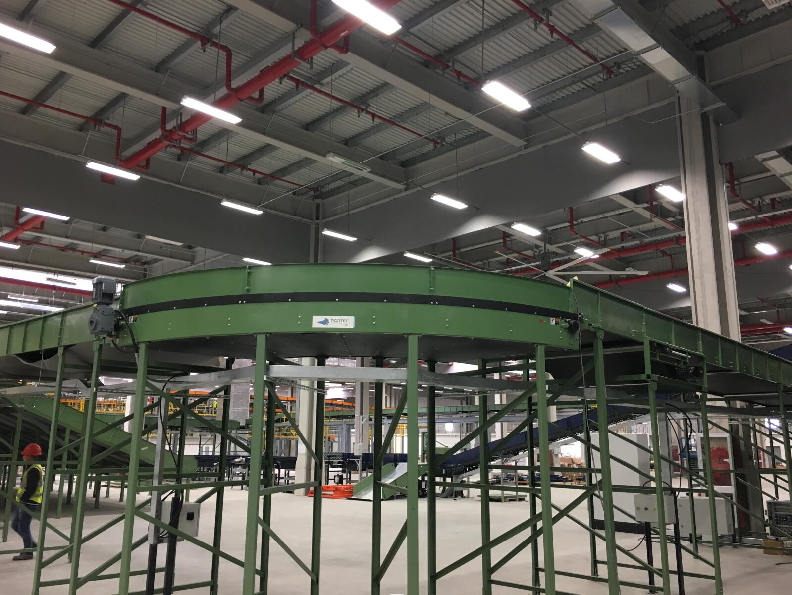 快递企业转弯机输送